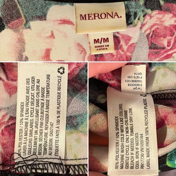 Merona Bright Casual Floral Shift Dress Black Pink Multi 6 - Picture 8 of 9